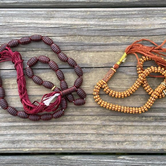 Tasbeeh Prayer Beads Islamic Religious Beads Brown Tan Plastic Tasbeh Lot of 2 - Picture 4 of 11